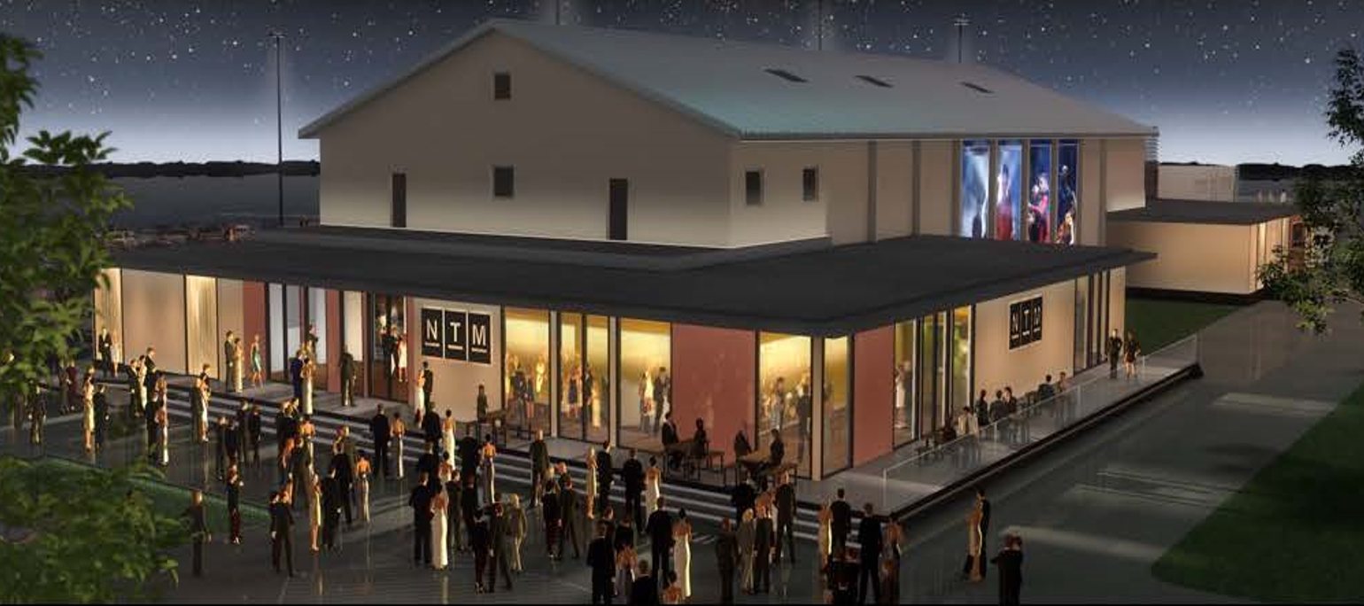 Visualisierung des Alten Kino Franklins von Außen, beleuchtet.