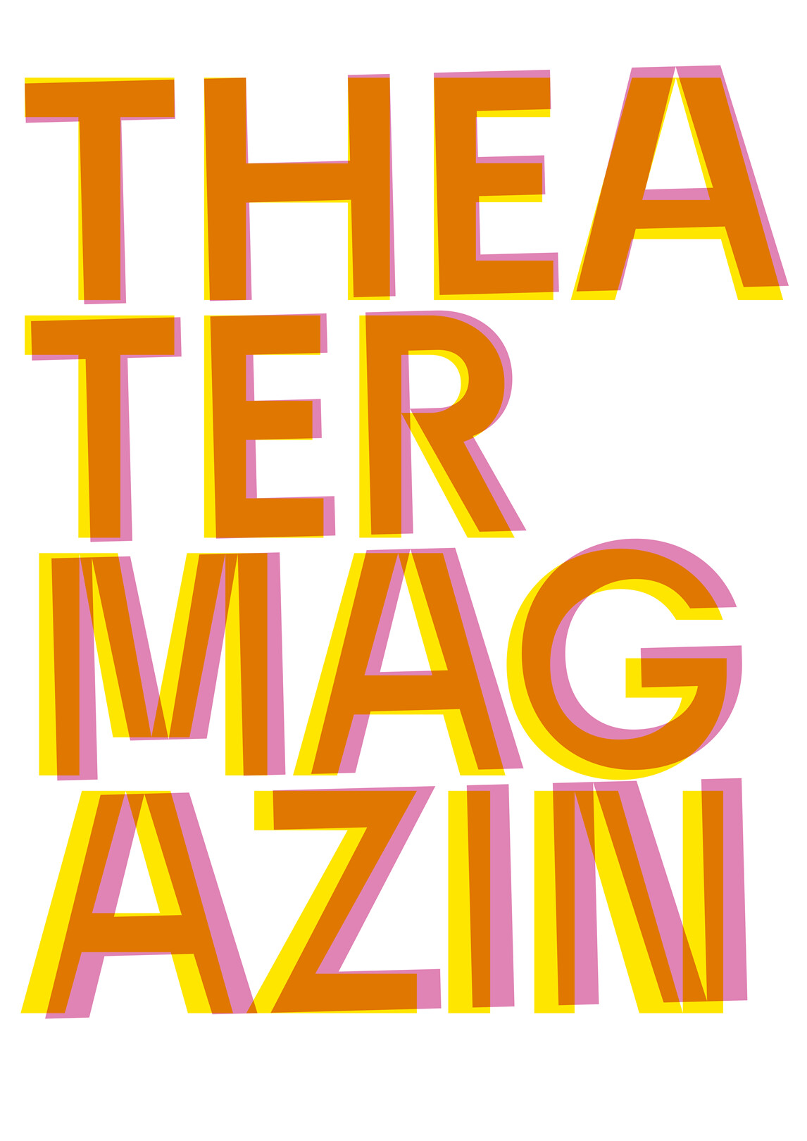 Bunte Schrift auf weißem Hintergrund: Theatermagazin