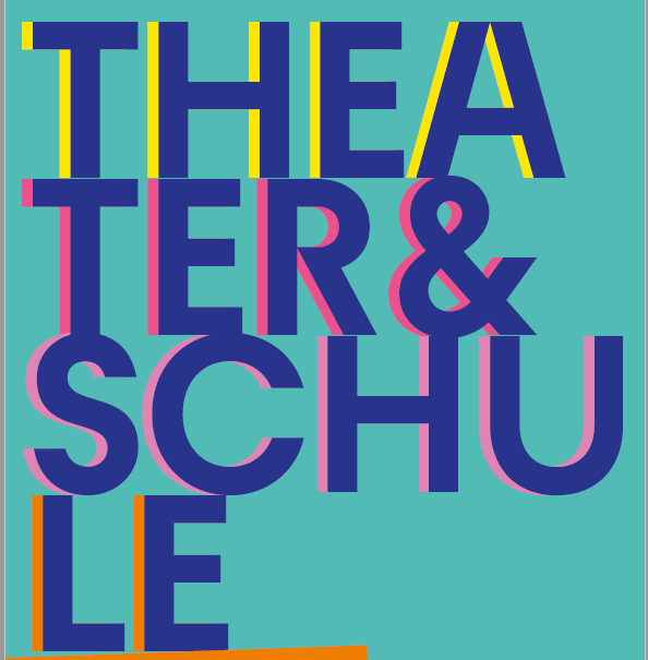 Auf türkisenem Hintergrund: Theater und Schule